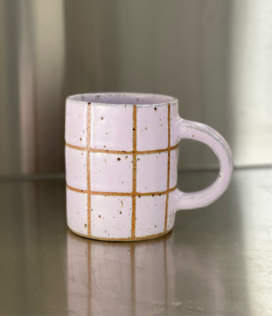 Frosted Lilac Checkered Mug